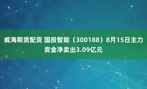 威海期货配资 国投智能（300188）8月15日主力资金净卖出3.09亿元