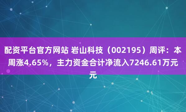 配资平台官方网站 岩山科技（002195）周评：本周涨4.65%，主力资金合计净流入7246.61万元
